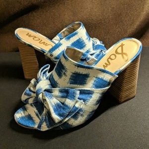 New Sam Edelman Bow Open Toe Thick Heels 11